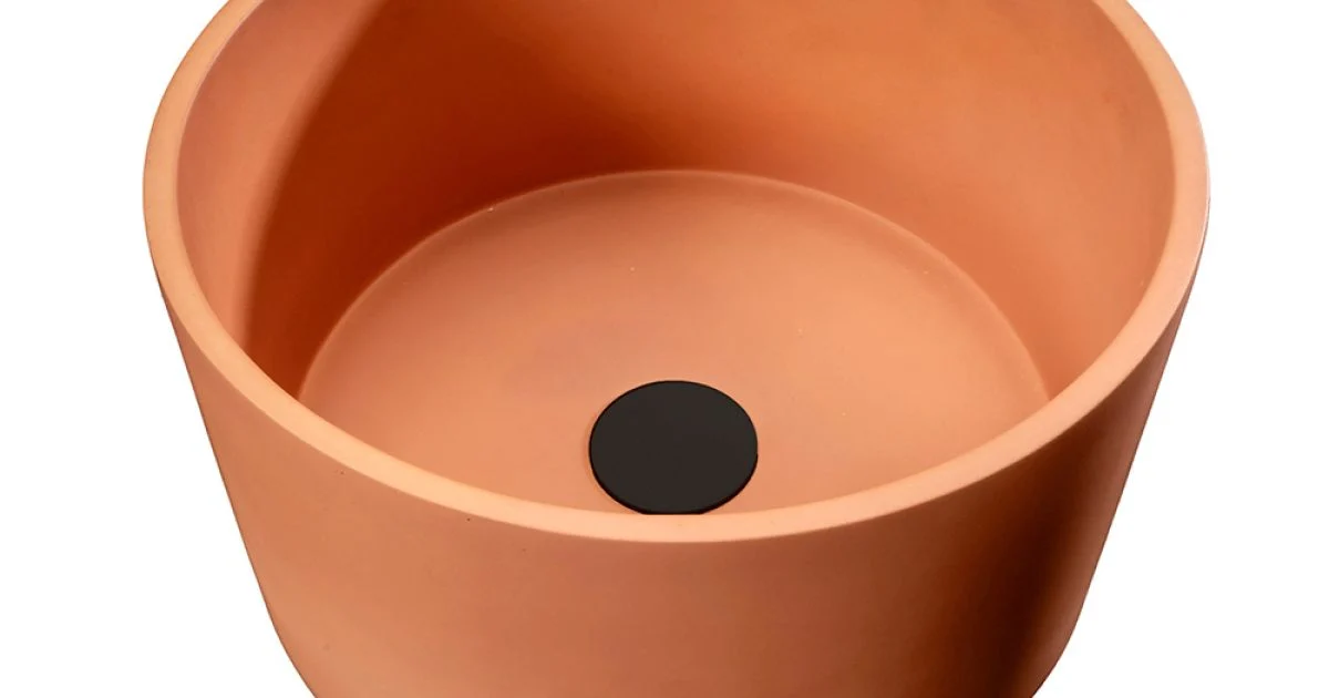 Lavabo Rotondo da Appoggio Realizzato in Terrazzo Arancio Mali  - Azalea