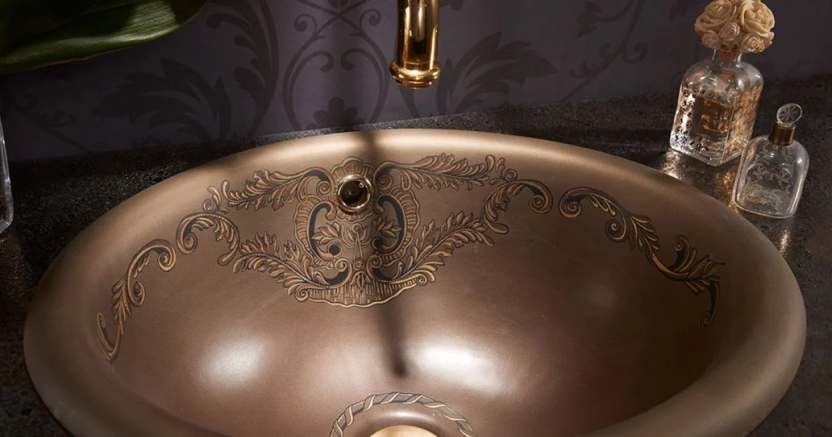 Lavabo Semincasso in Fire Clay Marrone Araldica Made in Italy - Botticino