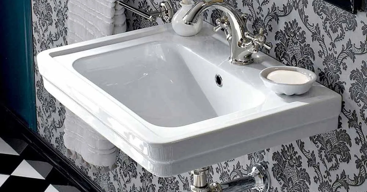 Lavabo Sospeso Stile Vintage in Ceramica Bianca Made in Italy - Marwa
