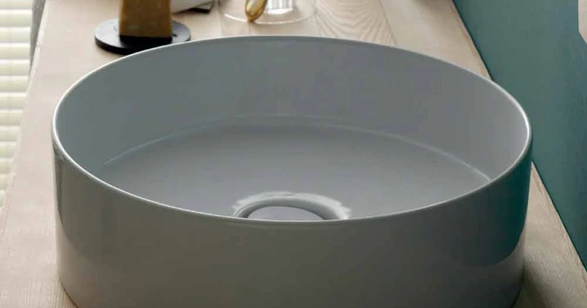 Lavabo tondo da appoggio in ceramica moderno Sun Circle diametro 40 cm
