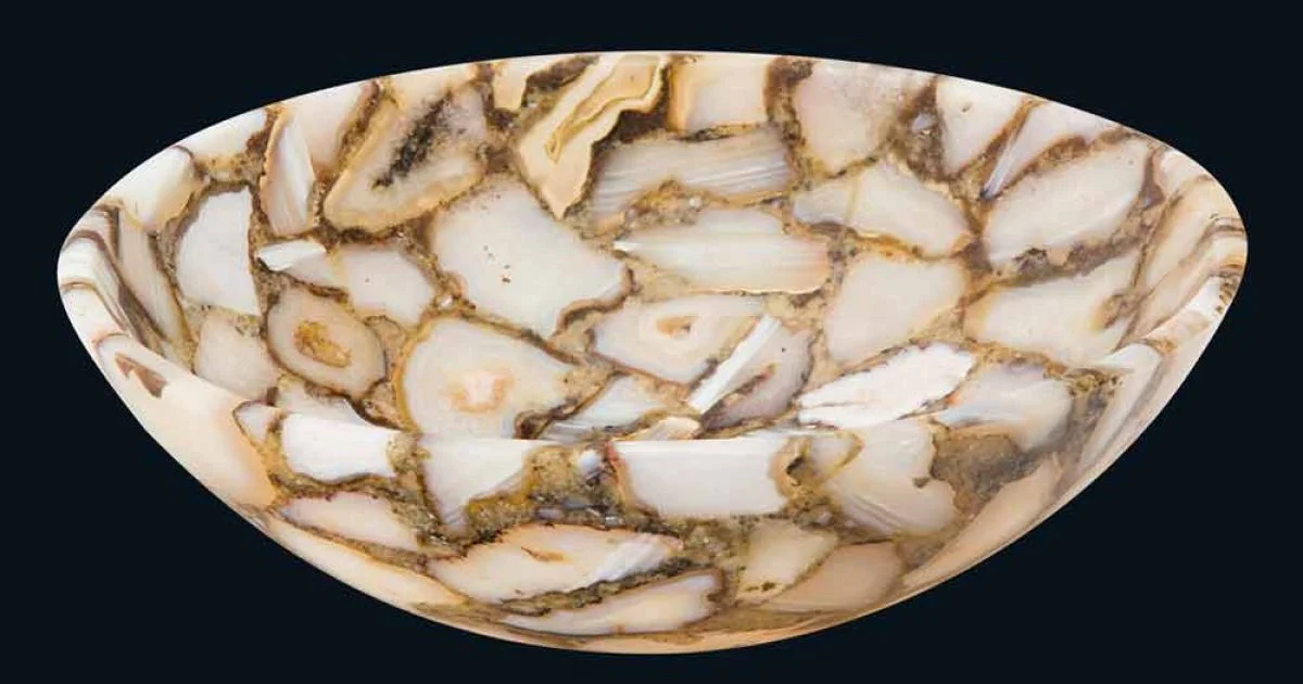 Lavabo tondo da appoggio in pietra agata Mila, pezzo unico