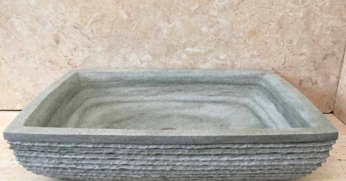Lavabo da appoggio verde di design per bagno Hilda, in pietra naturale