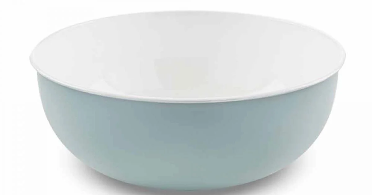 Lavandino da Appoggio Rotondo in Metallo Smaltato Bianco e Azzurro Cielo - Sky