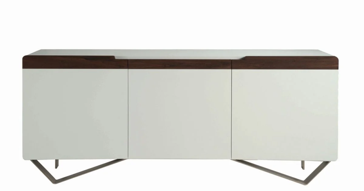 Madia con Struttura in Mdf Bianco 2 Piedi in Ferro Made in Italy - Corallo
