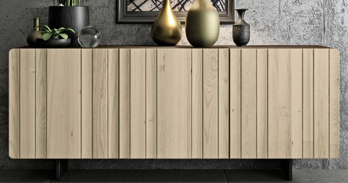 Madia da Zona Living con 3 Ante in Finitura Sabbia Made in Italy - Jan