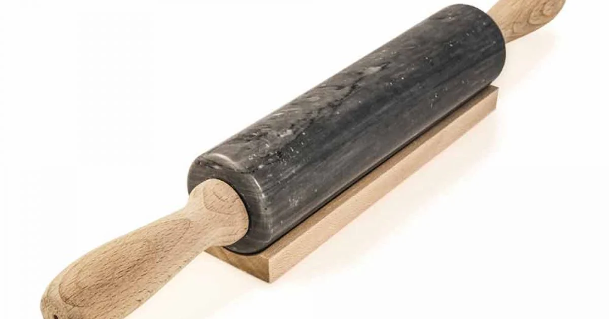 Mattarello in Marmo con Maniglie in Legno Made in Italy - Senni