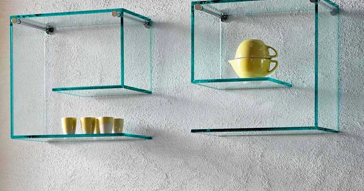 Mensole a Muro in Vetro Trasparente di Design Made in Italy 2 Pezzi - Rullo