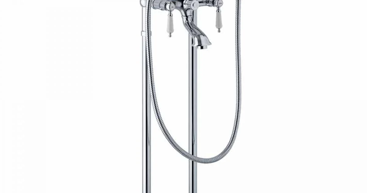 Miscelatore a Colonna per Vasca con Doccia in Ottone Made in Italy - Shelly