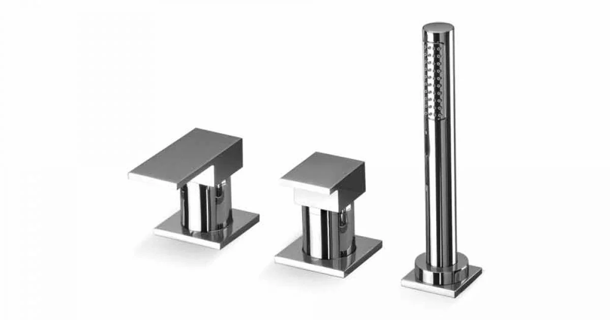 Miscelatore Bordo Vasca Moderno a 3 Fori in Ottone Made in Italy - Bibo