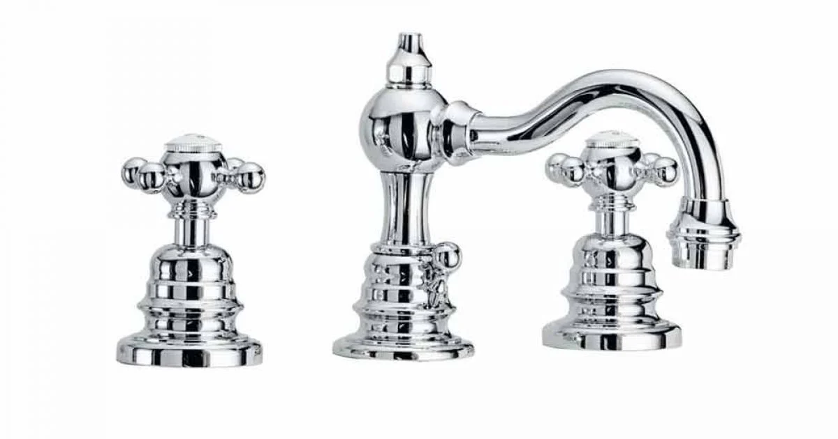 Miscelatore per Lavabo a 3 Fori Alto 130 mm in Ottone Made in Italy - Binsu