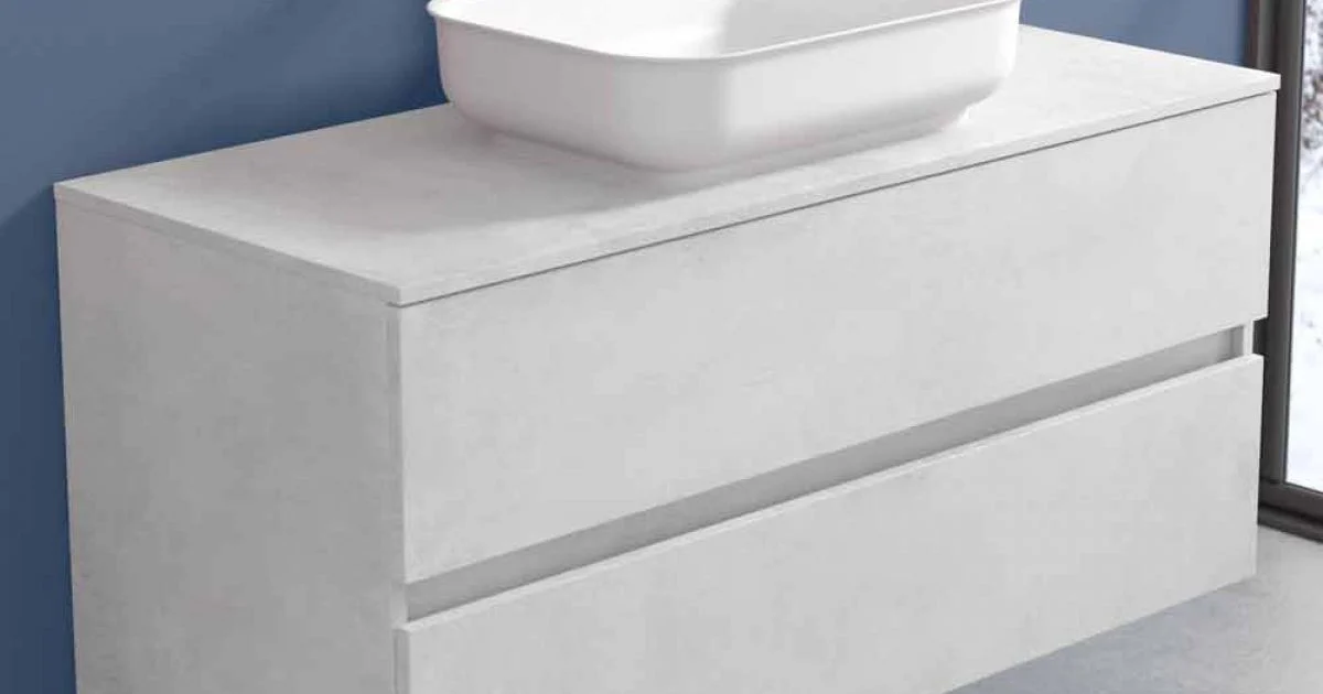 Mobile a Sospensione per il Bagno con Lavabo, Design in 4 Finiture - Paoletto
