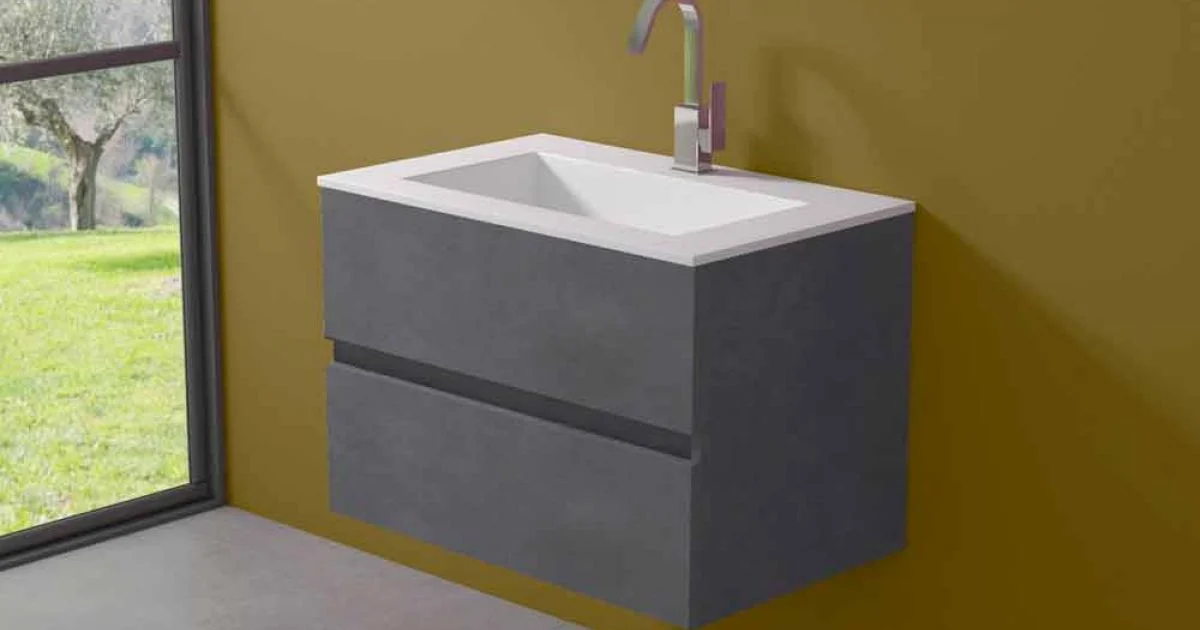 Mobile a Sospensione per il Bagno con Lavabo Integrato in 3 Dimensioni - Marione