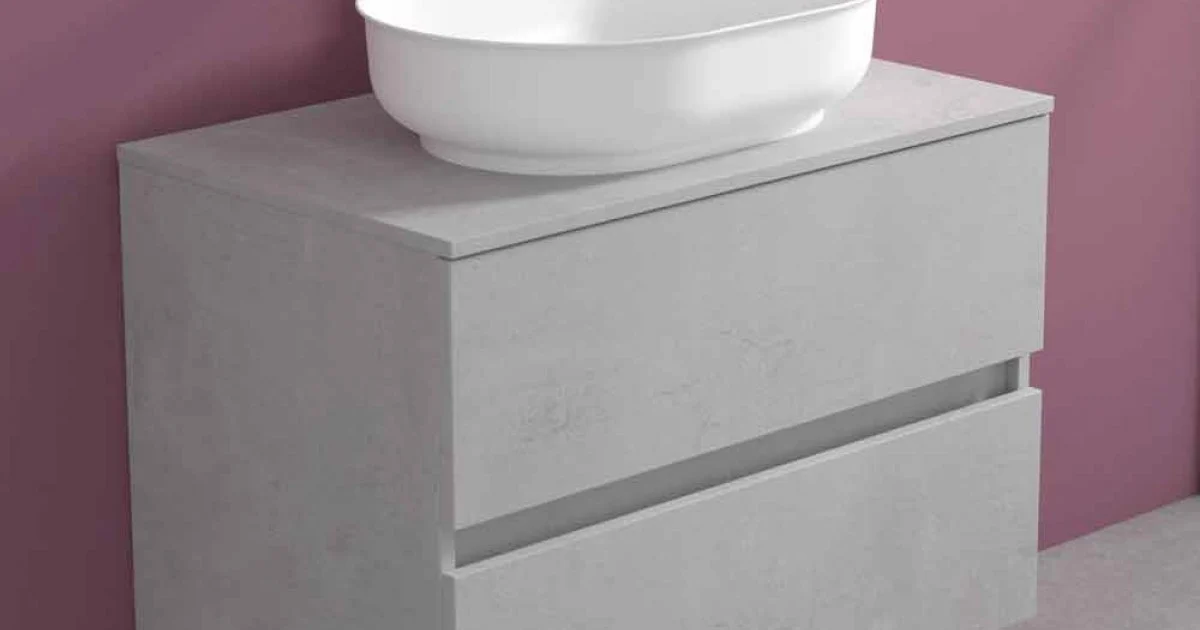 Mobile Arredo Bagno a Sospensione e Lavabo Ovale, Design Moderno - Cesiro