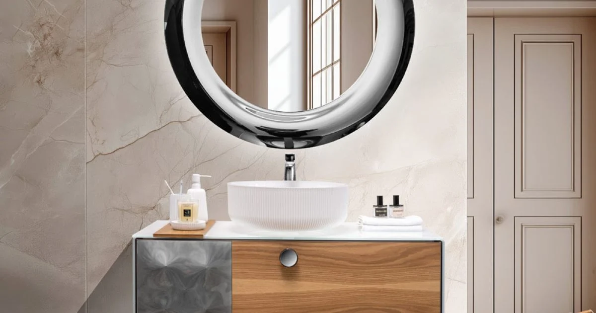 Mobile Bagno Sospeso 100 cm in Vetro 8 mm Temperato e Rovere Europeo - Excelsior