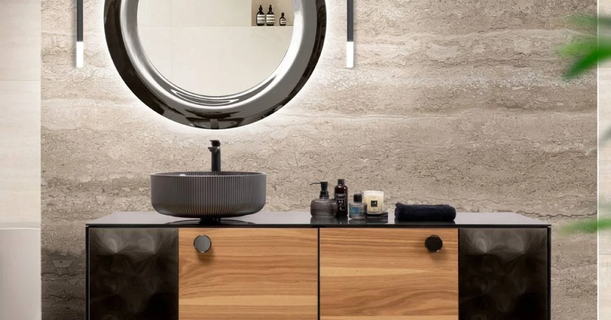 Mobile Bagno Sospeso 160 cm in Vetro 8 mm Temperato e Rovere Europeo - Excelsior