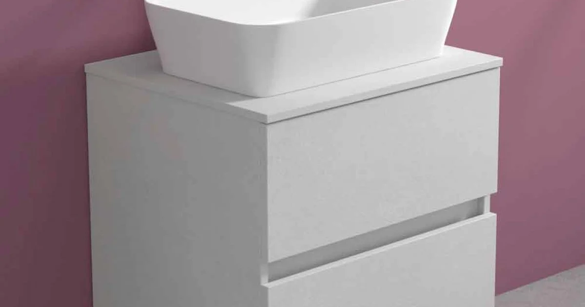Mobile Bagno Sospeso con Lavabo da Appoggio Rettangolare, Design Moderno - Dumbo