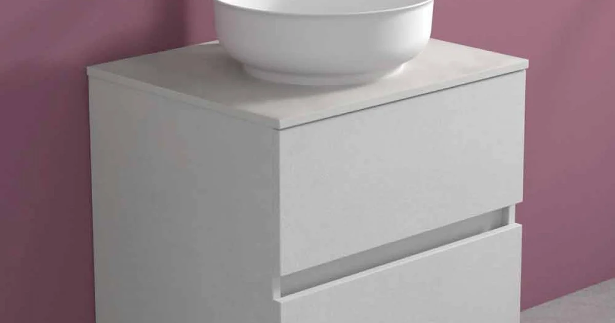 Mobile Bagno Sospeso con Lavabo da Appoggio Rotondo, Design Moderno - Dumbo
