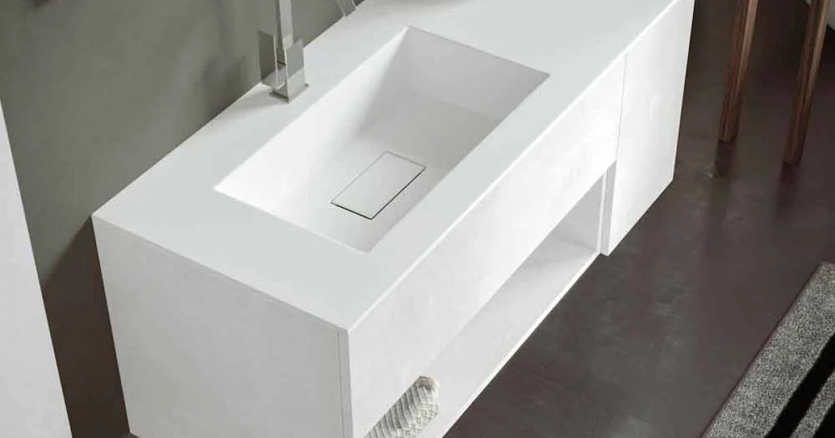 Mobile Bagno Sospeso e Lavabo Integrato, Design Moderno in 4 Finiture - Pistillo