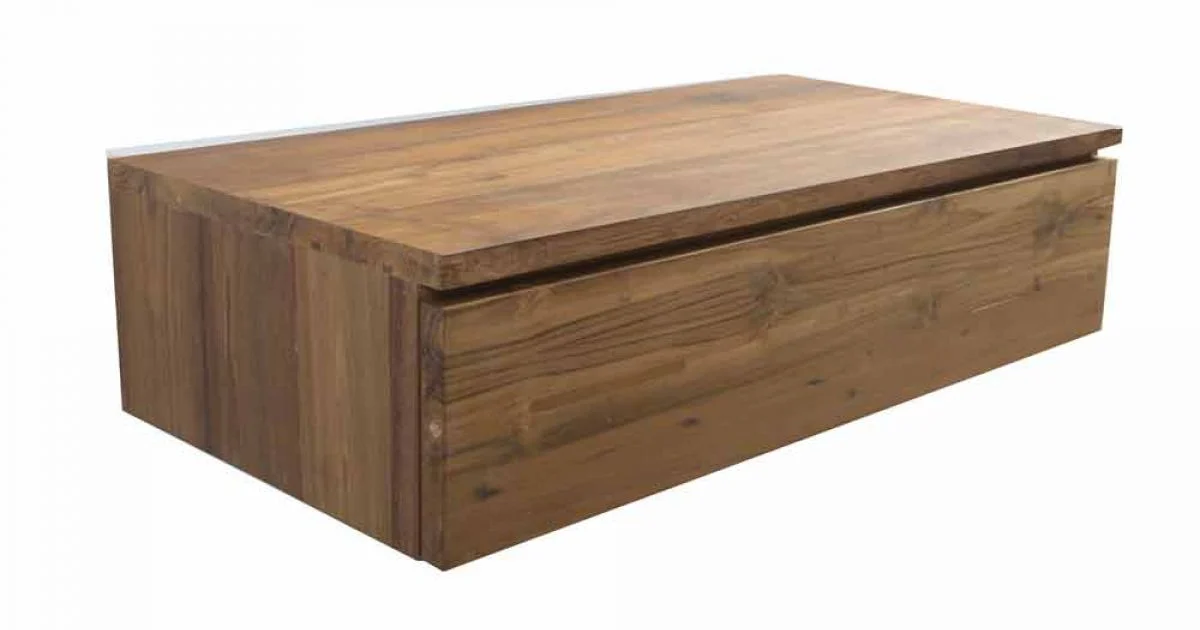 Mobile Consolle Bagno Sospeso con Struttura in Teak Naturale - Rodolfo