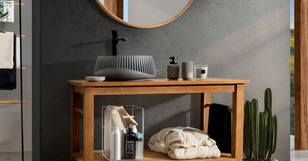 Mobile da Bagno da Terra Realizzato in Teak con Due Cassetti - Frangipani