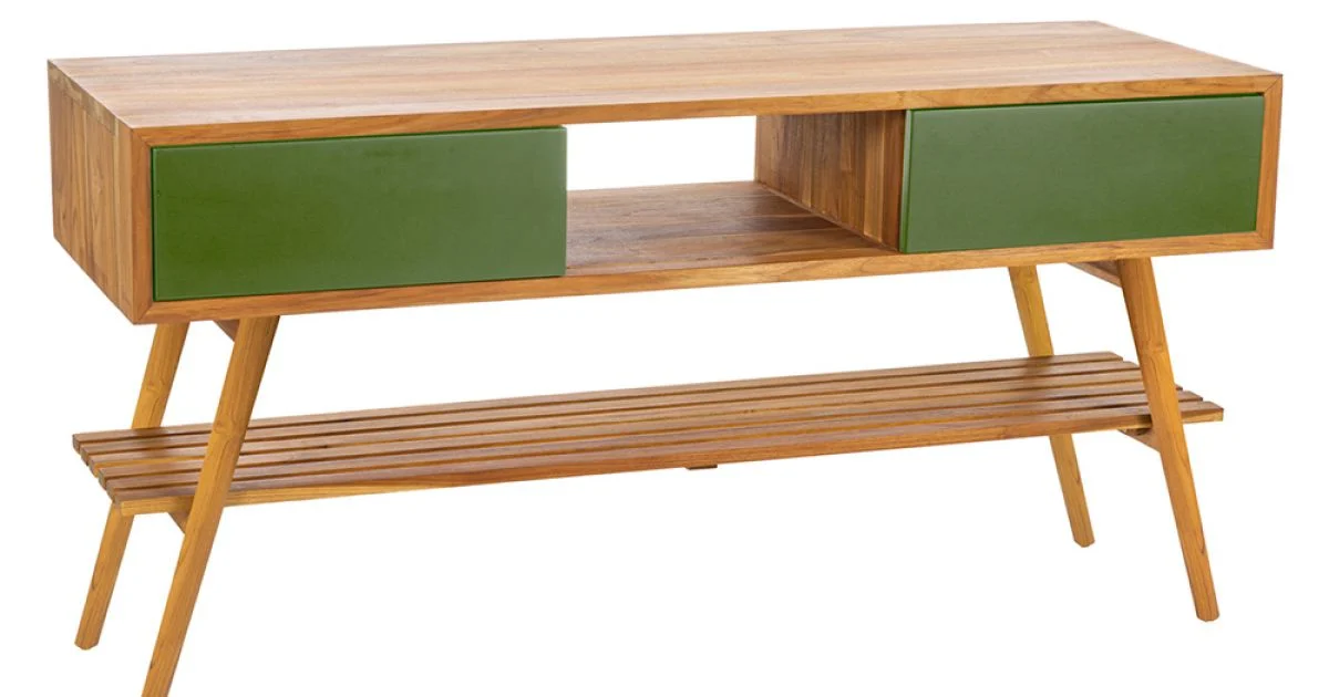 Mobile da Bagno in Teak Naturale con 2 Cassetti in Mogano Verde - Hamadou