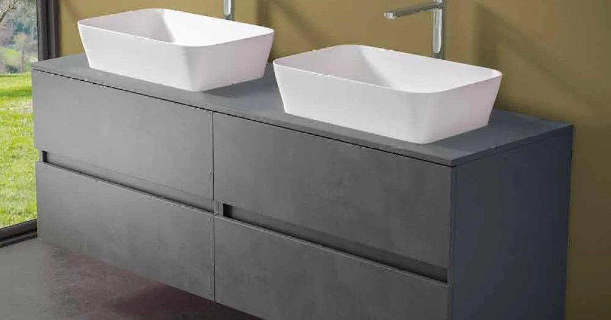 Mobile per Bagno a Sospensione con Doppio Lavabo da Appoggio - Mandrillo
