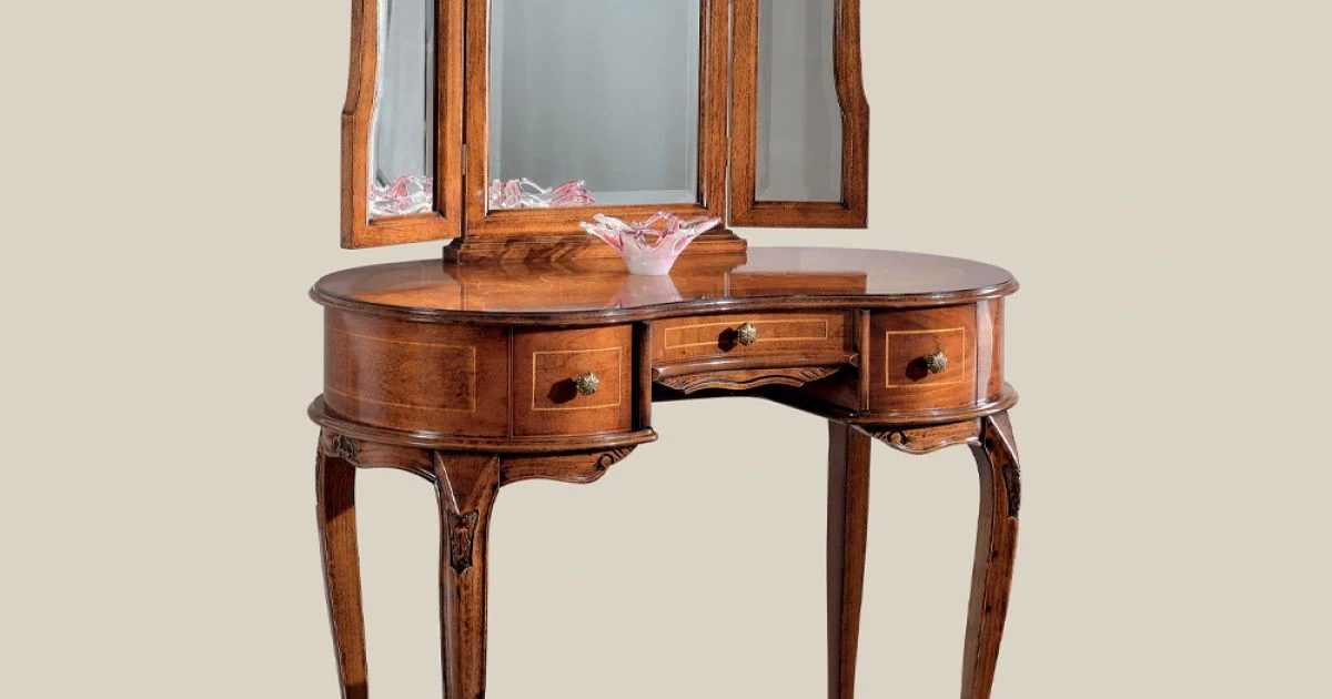 Mobile Pettiniera in Legno con Cassetti e Specchio Made in Italy - Luxury