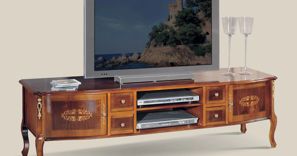 Mobile Porta Tv Classico in Legno con Intarsi Made in Italy - Katerine