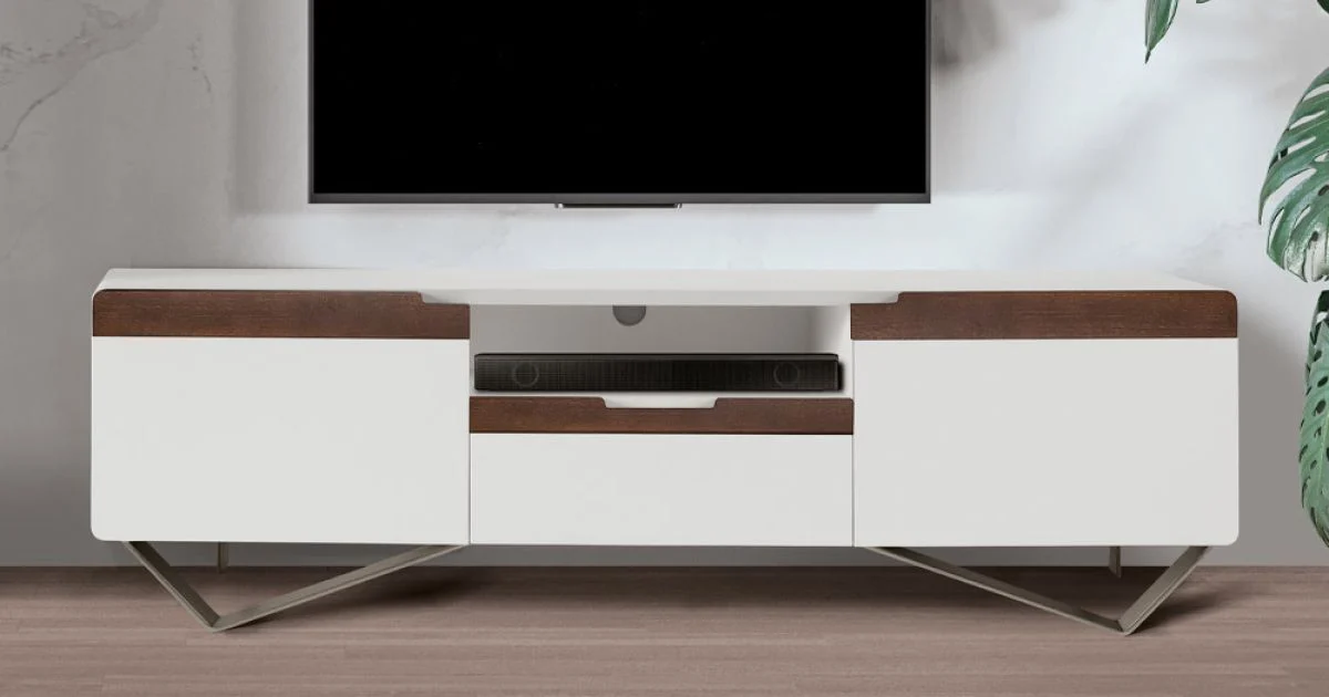 Mobile Porta TV con 2 Ante in Finitura Canaletto e Bianco Made in Italy - Kari