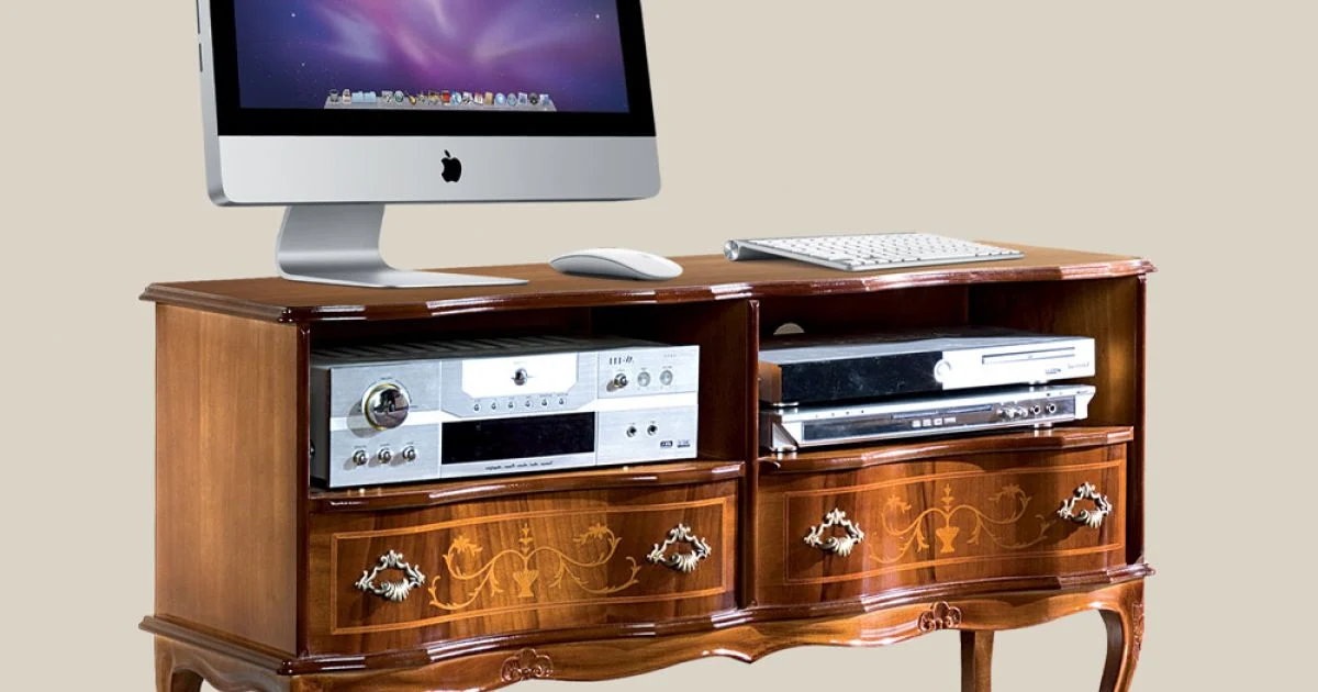 Mobile Porta Tv in Legno 2 Cassetti Stile Classico Made in Italy - Prince