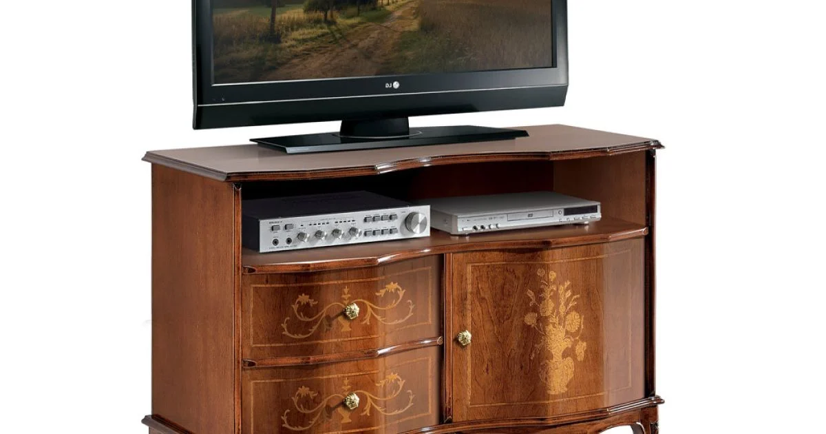 Mobile Porta Tv in Legno di Noce Stile Classico Made in Italy - Elegant