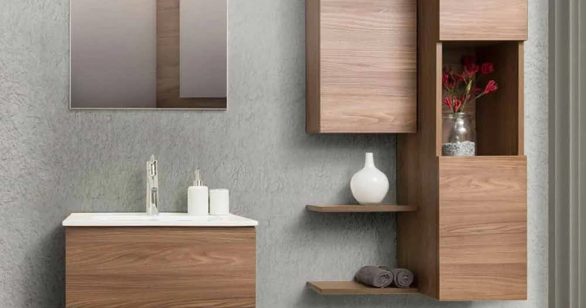 Mobile Bagno 60 cm, Specchio, Lavabo e Colonna – Becky