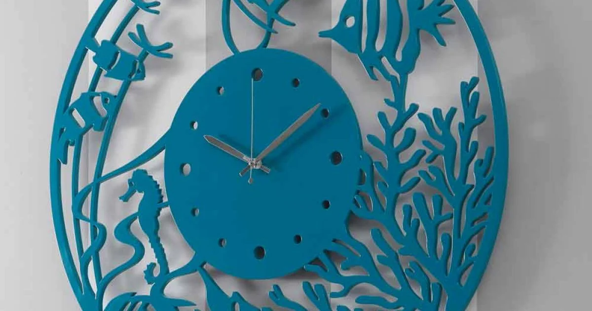 Orologio a Muro in Legno Design Grande Moderno Colorato Tondo - Infondoalmar