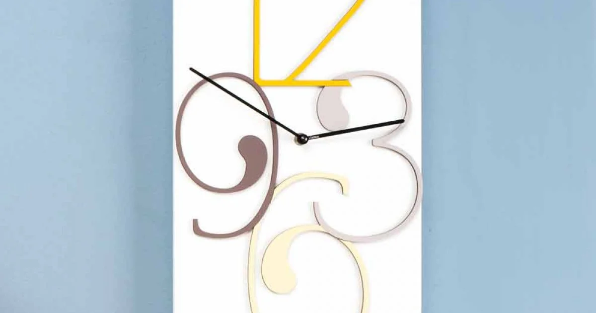 Orologio a Muro Legno Colorato e Bianco Design Rettangolare Moderno - Matematica