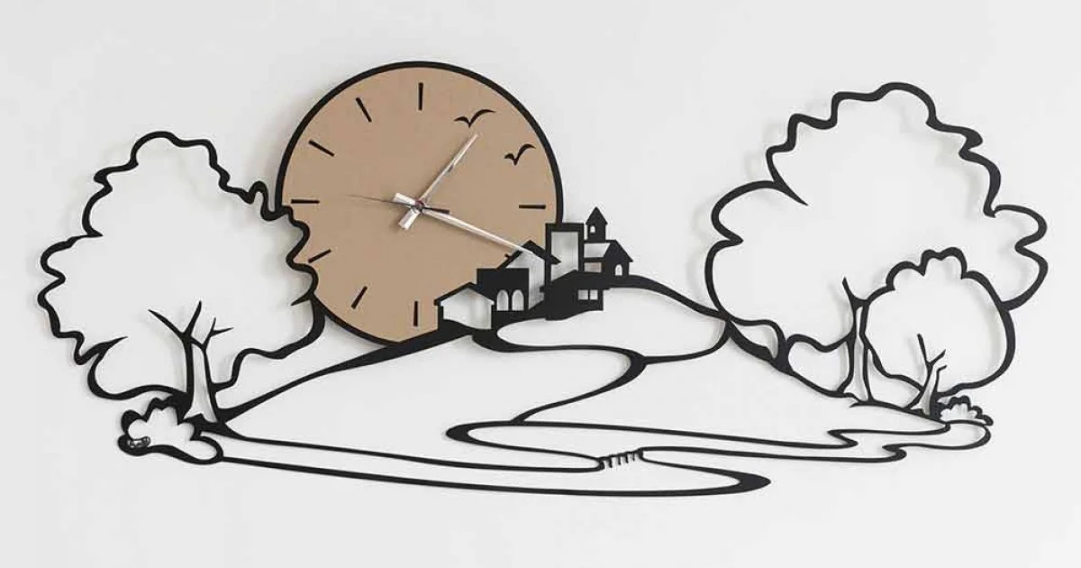Orologio a Parete con Paesaggio in Ferro Nero o Fango Made in Italy – Paesello