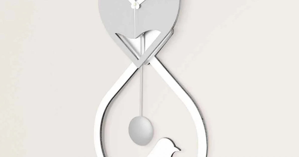 Orologio a Pendolo a Muro di Design Moderno Stilizzato Bianco e Grigio - Tebe