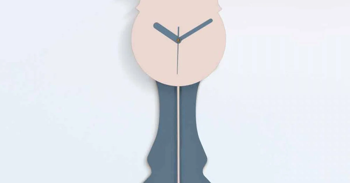 Orologio a Pendolo Moderno in Legno da Parete di Design Grigio e Rosa - Cuculo