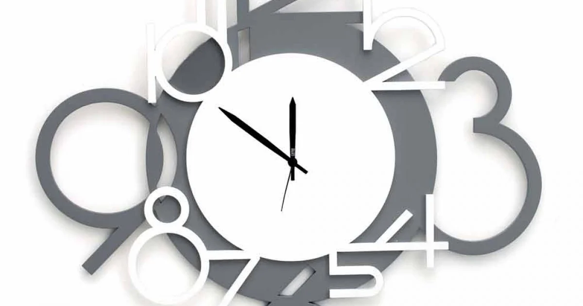 Orologio da Muro Grande e Moderno di Design in Legno Bianco e Grigio - Cifro