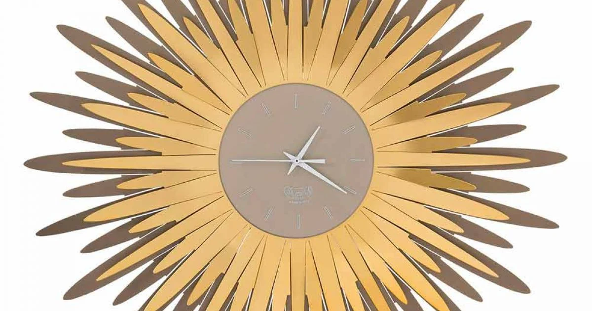 Orologio da Parete Moderno a Forma di Raggiera in Ferro Made in Italy - Fuoco