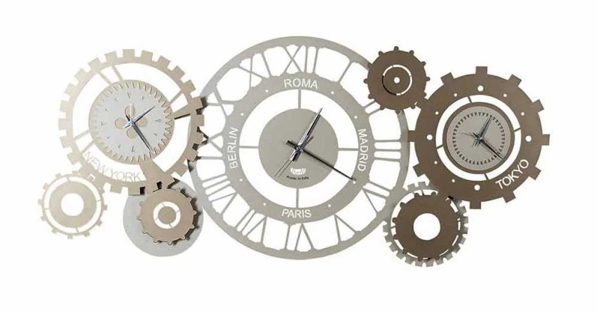 Orologio da Parete Moderno in Ferro con Tre Fusi Made in Italy – Meccanico