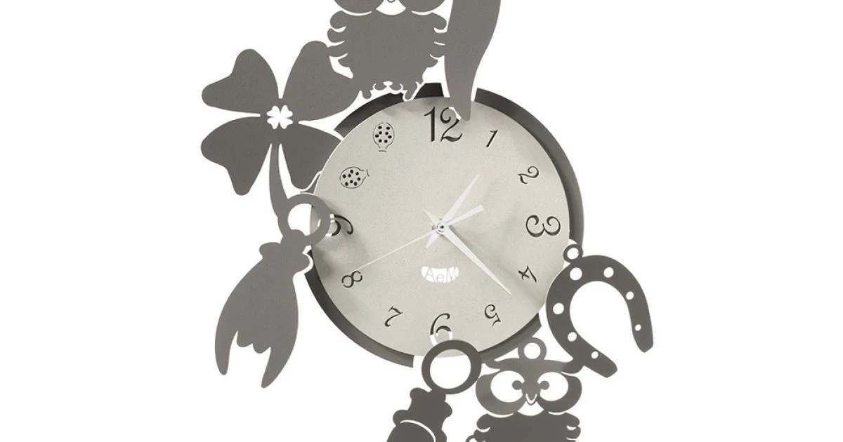 Orologio da Parete Rotondo in Ferro Design con Decori Fortuna - Tibio