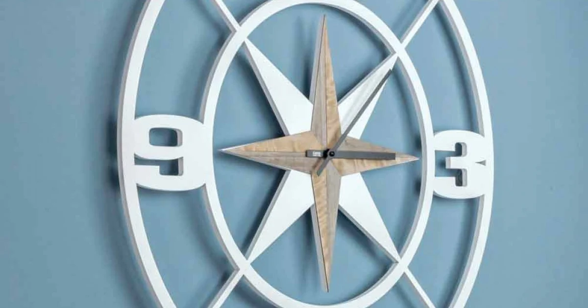 Orologio Grande a Parete Design in Legno Bianco e Marrone Shabby - Cardine
