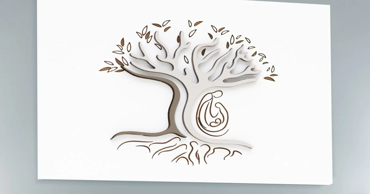 Pannello Bianco Inciso a Laser con Albero e Famiglia Made in Italy - Helga