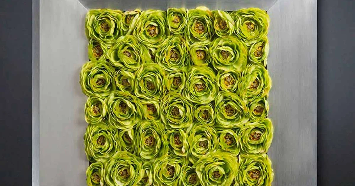 Pannello Decorativo da Parete con Fiori Artificiali Made in Italy - Nunco