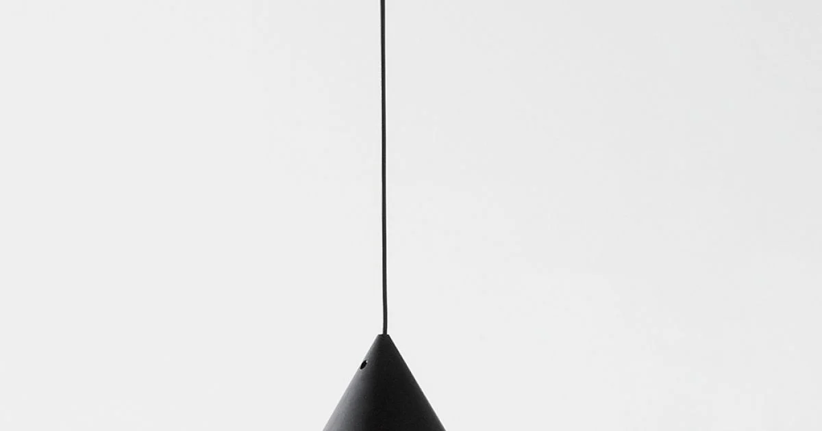 Piantana a Filo in Alluminio Nero e Cono Piccolo Design Minimale - Mercado