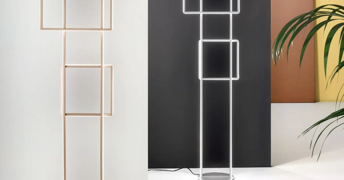 Piantana a LED in Metallo Verniciato Oro o Argento di Design - Formale