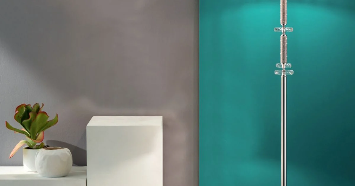 Piantana Design Classico in Metallo Cromo, Cristallo e Brillanti - Similo