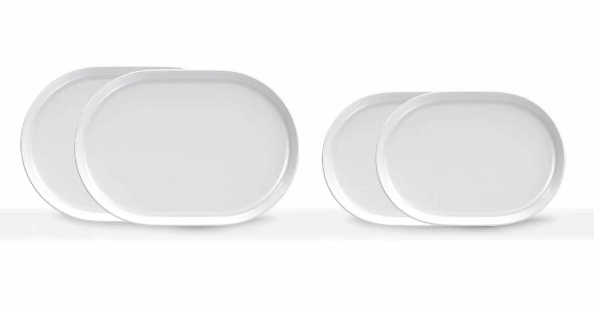 Piatti da Servizio Bianchi Ovali Design Moderno in Porcellana 4 Pezzi - Artico