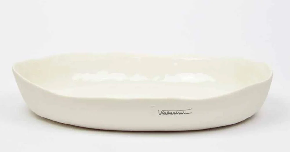 Piatto da Portata Ovale in Porcellana Bianca Design di Lusso - Arcimaesta