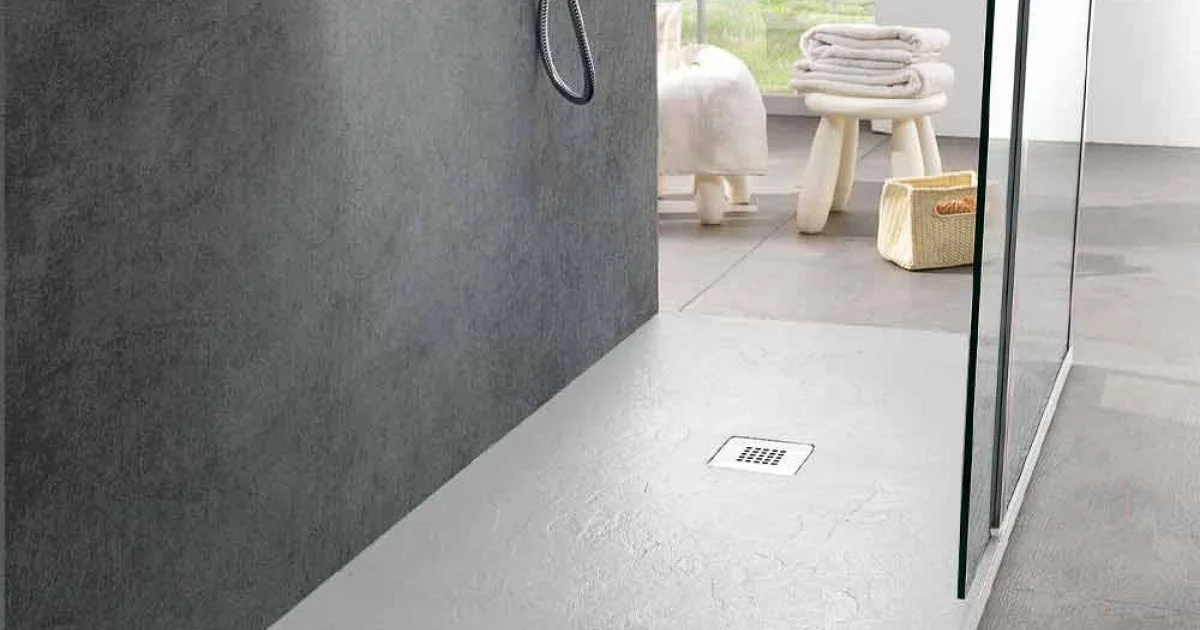 Piatto Doccia 140x80 in Resina Finitura Effetto Ardesia Bianca Moderno - Sommo